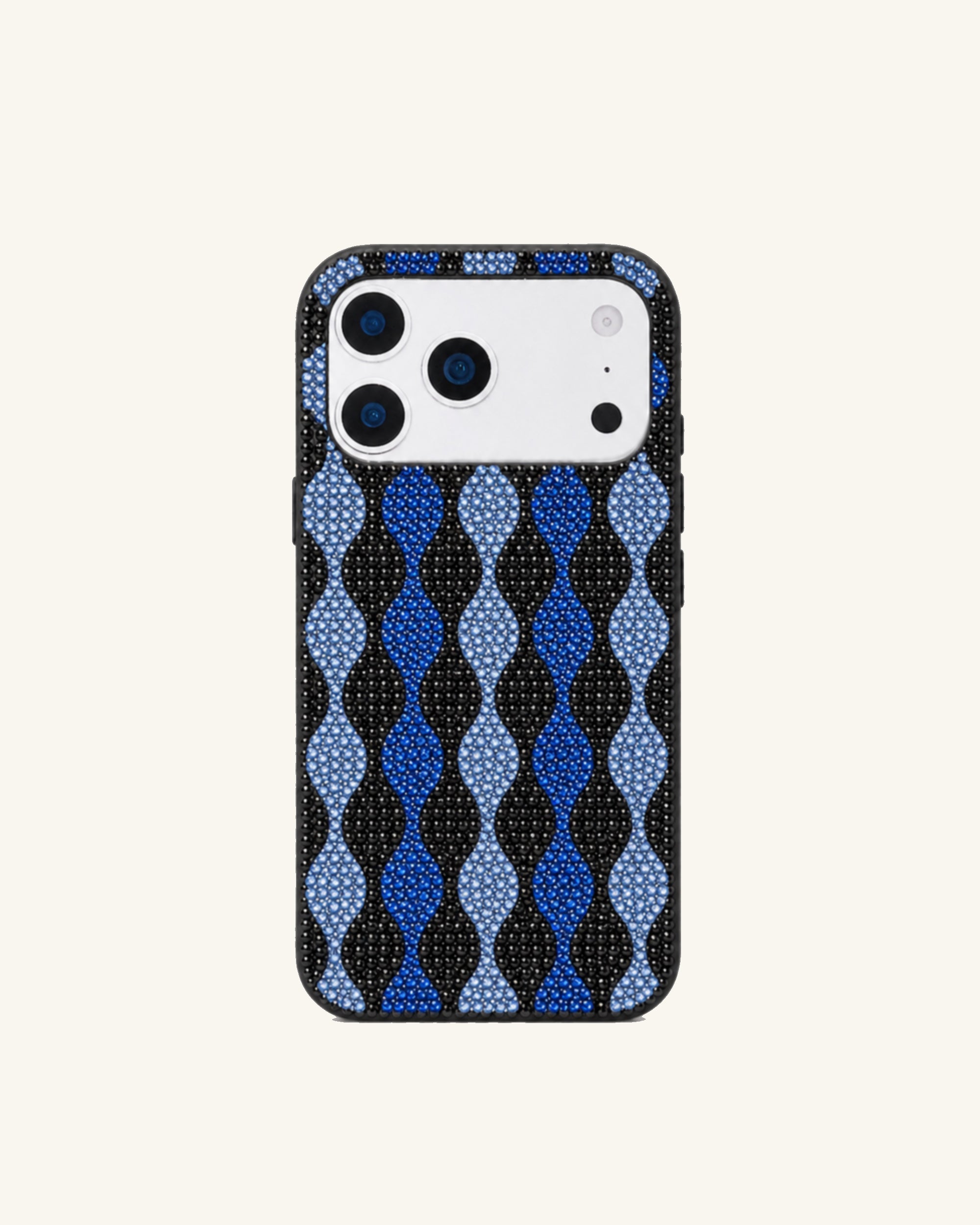 Wavy Rhinestone Phone Case – Blue