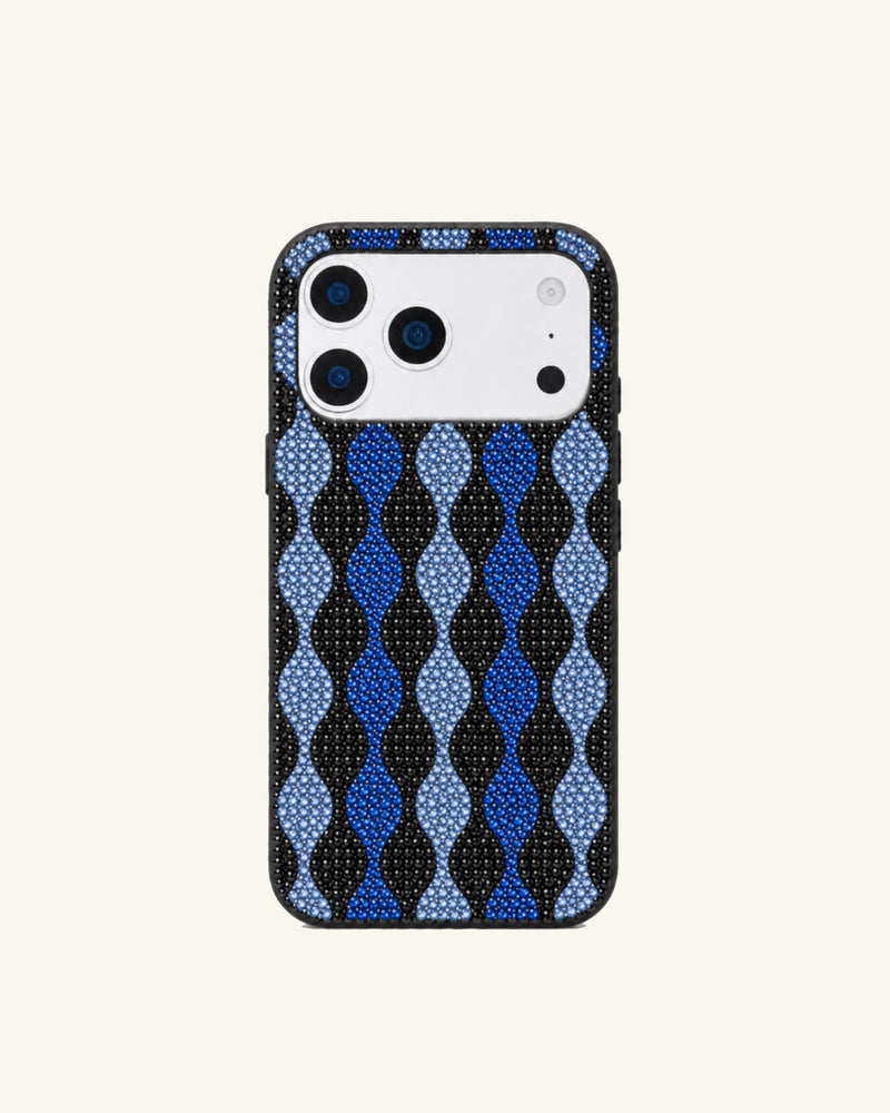Wavy Rhinestone Phone Case – Blue