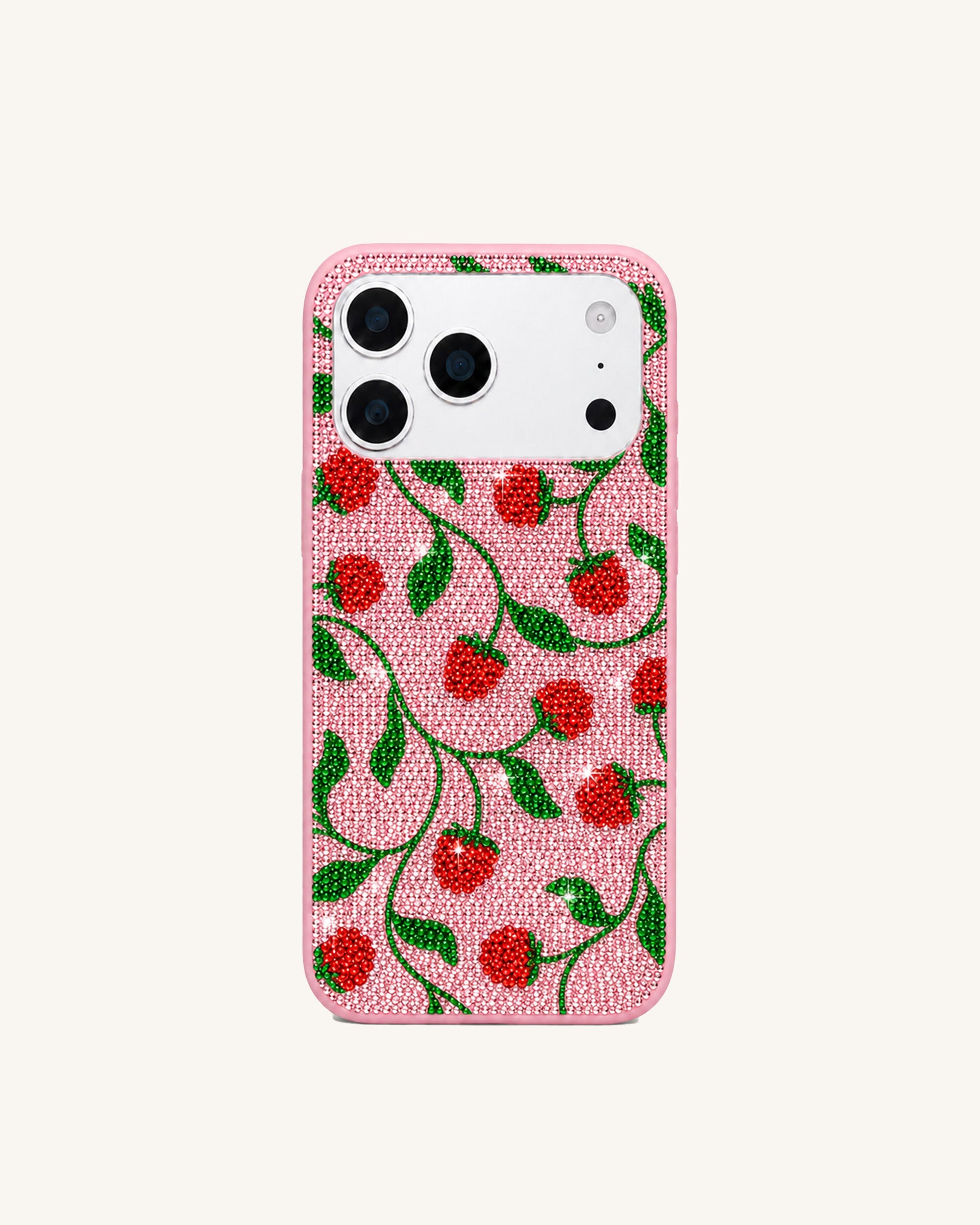 Strawberry Vine Artificial Crystal Phone Case - Pink