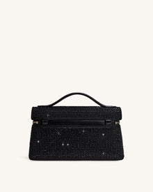 Thea Artificial Crystal Top Handle Bag - Black