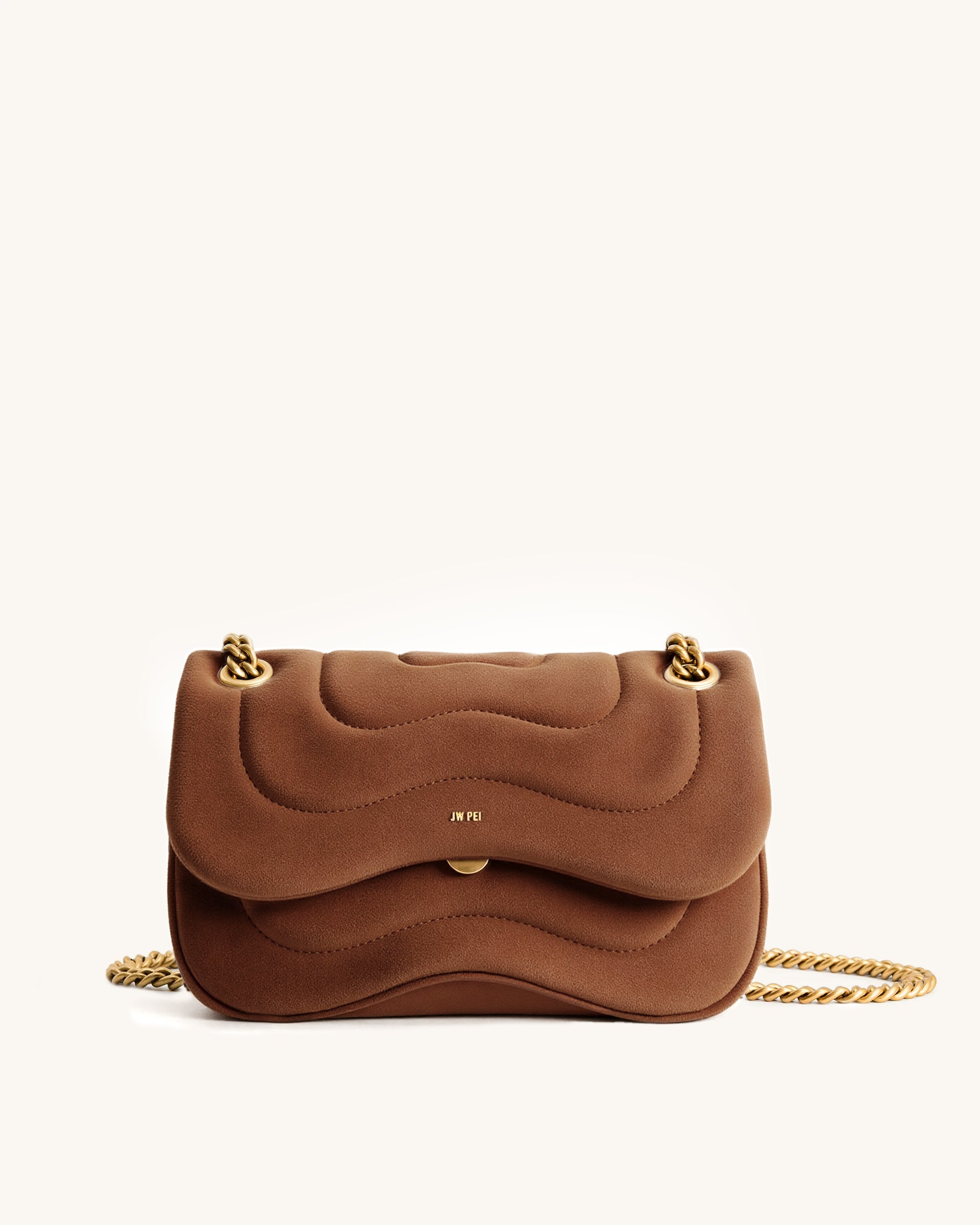 Tina Faux Suede Quilted Chain Crossbody - Brown