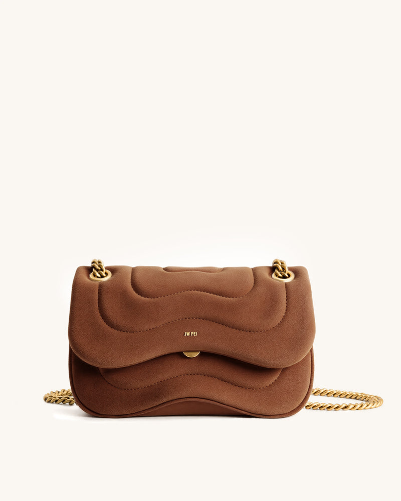 Tina Faux Suede Quilted Chain Crossbody - Brown