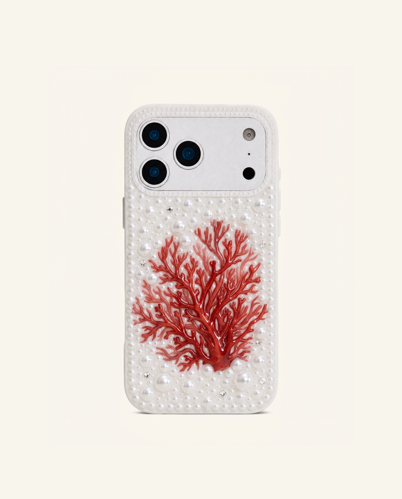 Red Coral Pearl Phone Case - White