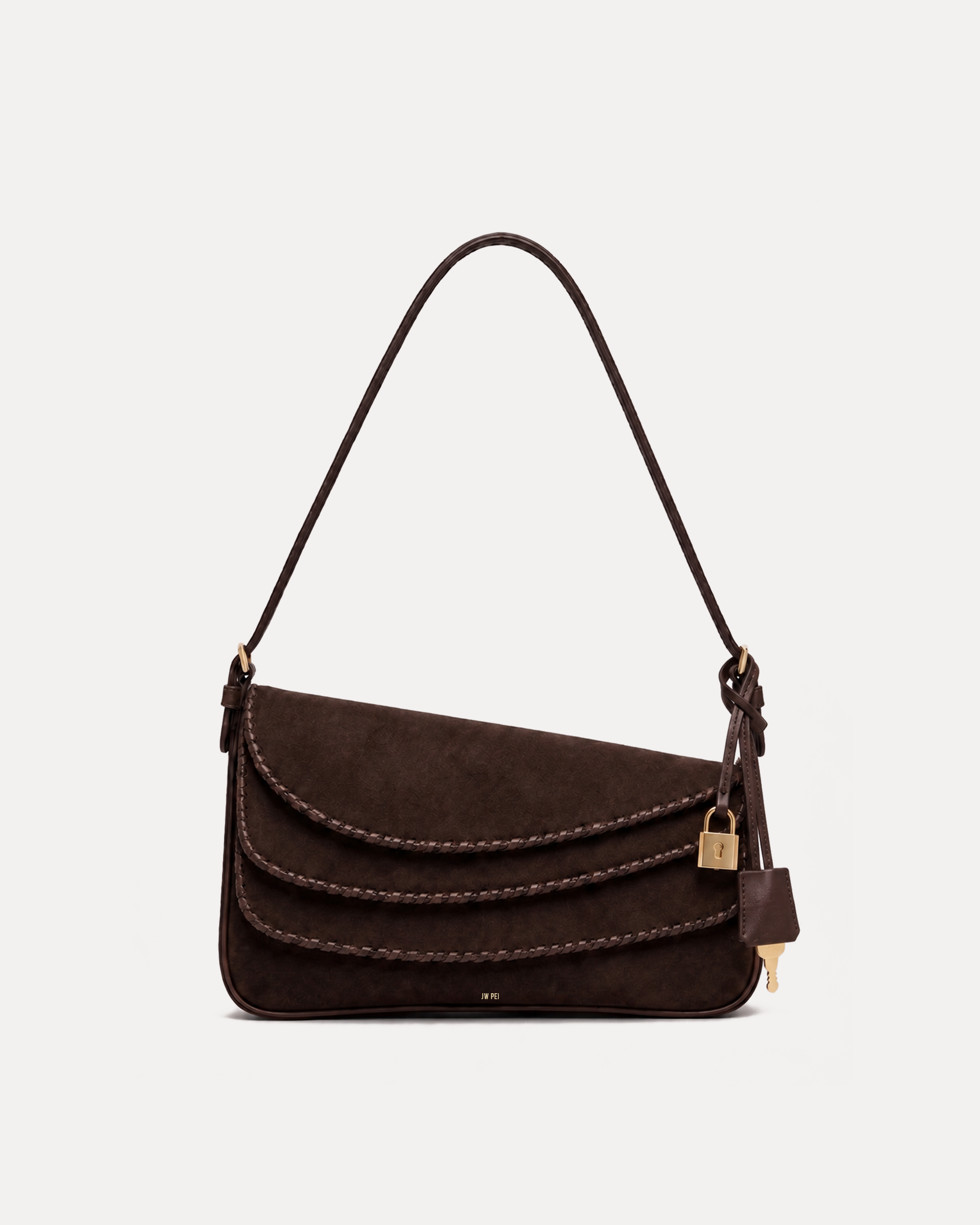 Mia Whipstitch Shoulder Bag - Brown