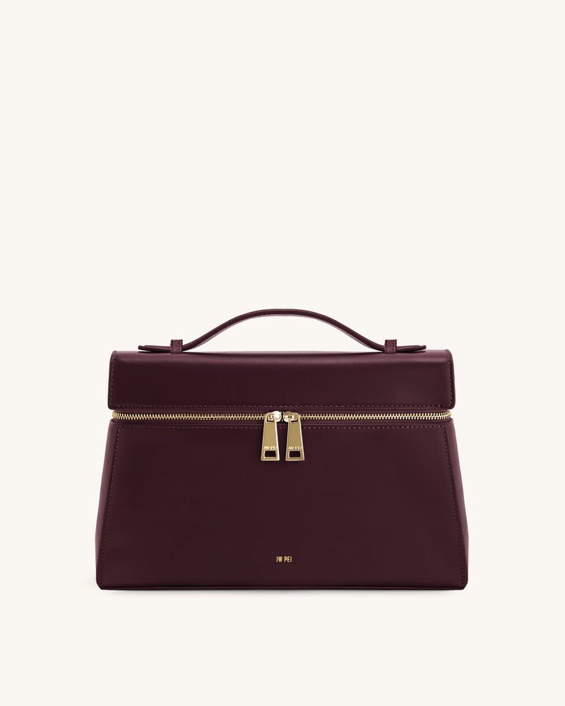 Thea Large Woven Top Handle Bag - Deep Coffee
