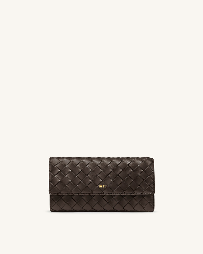Woven Texture Flap Wallet - Chocolate