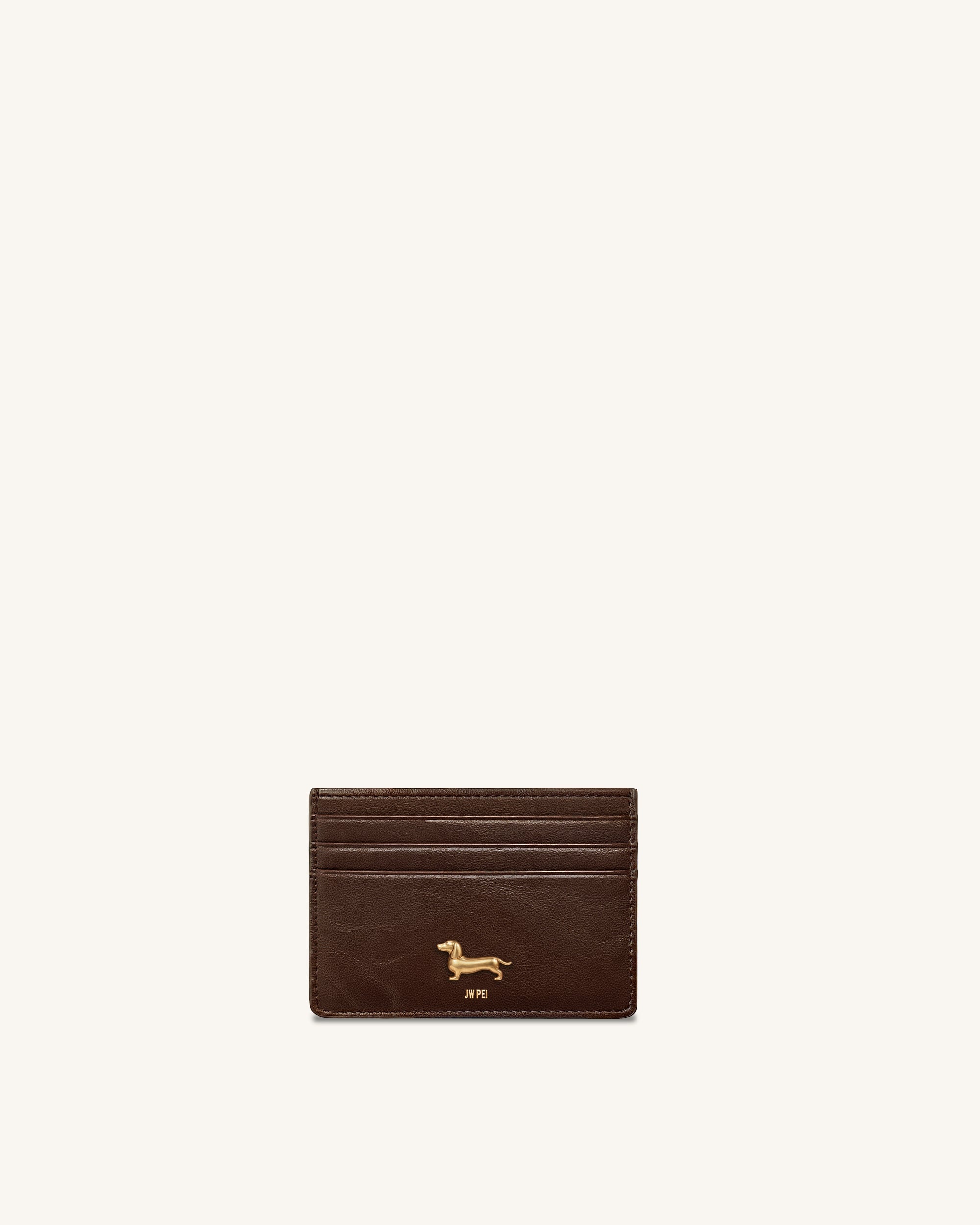 Maeve Dachshund Metal Emblem Card Holder - Chocolate | JW PEI