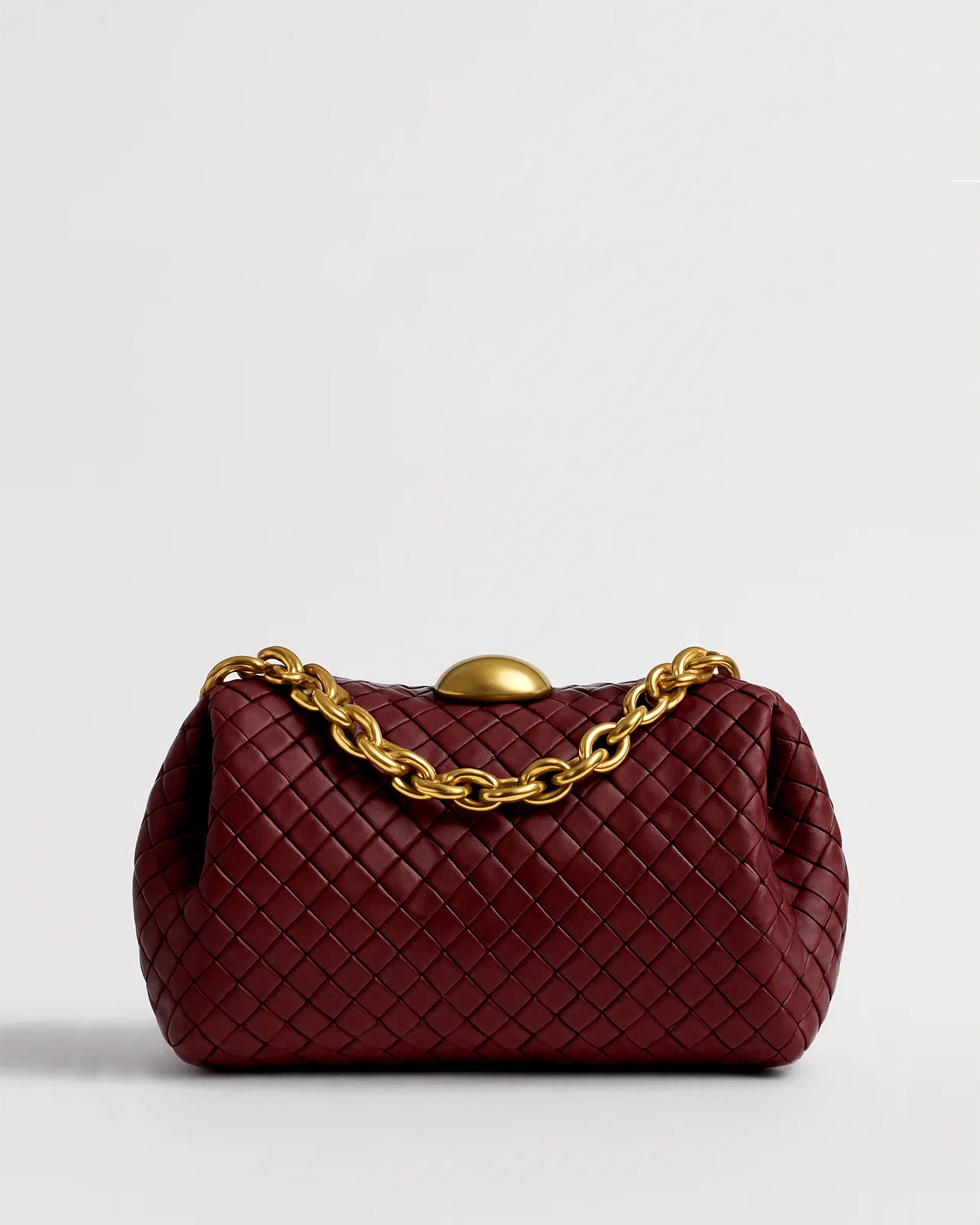 Ava Intrecciato Chain Top Handle Bag - Burgundy