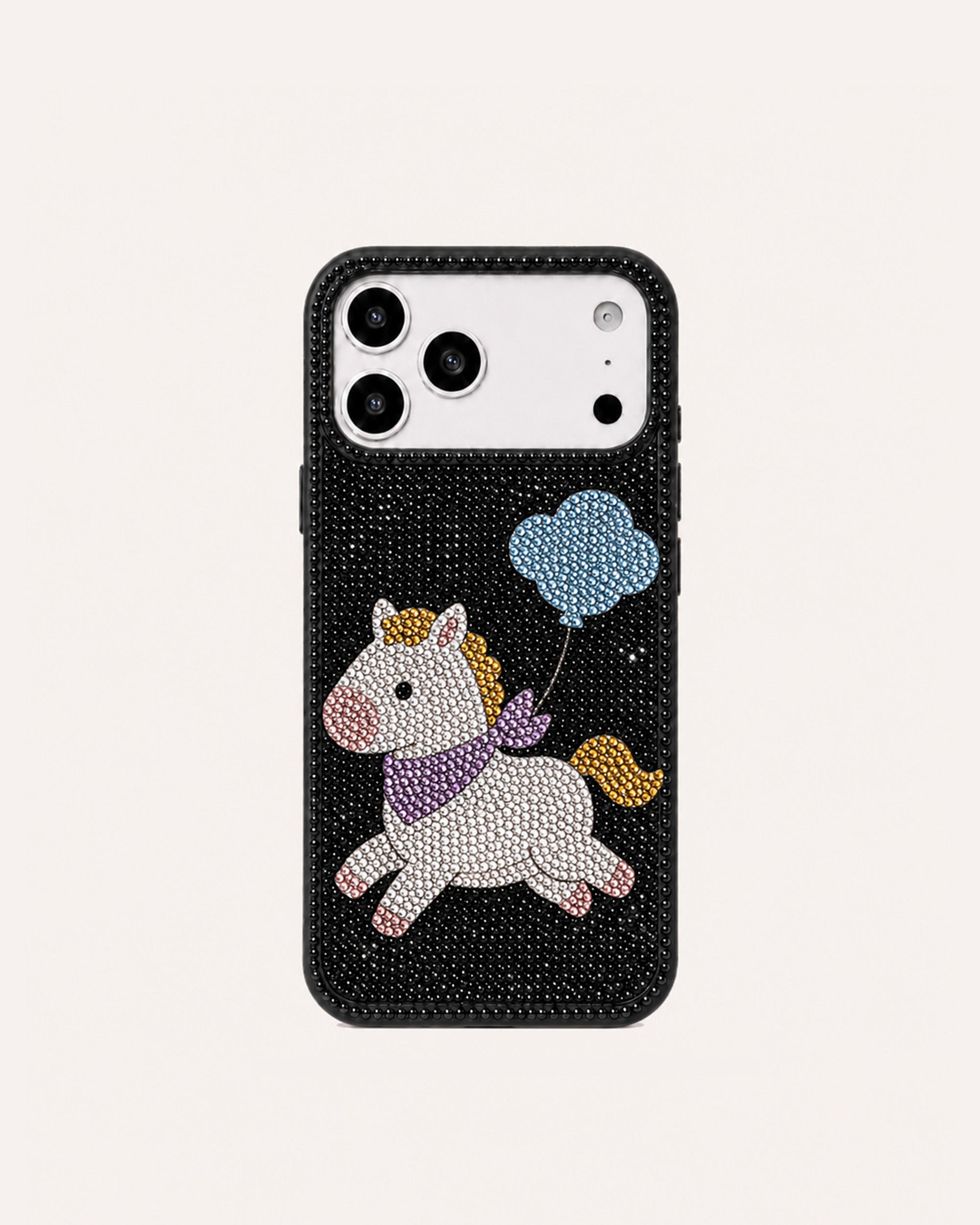 Unicorn Artificial Crystal Phone Case - Black