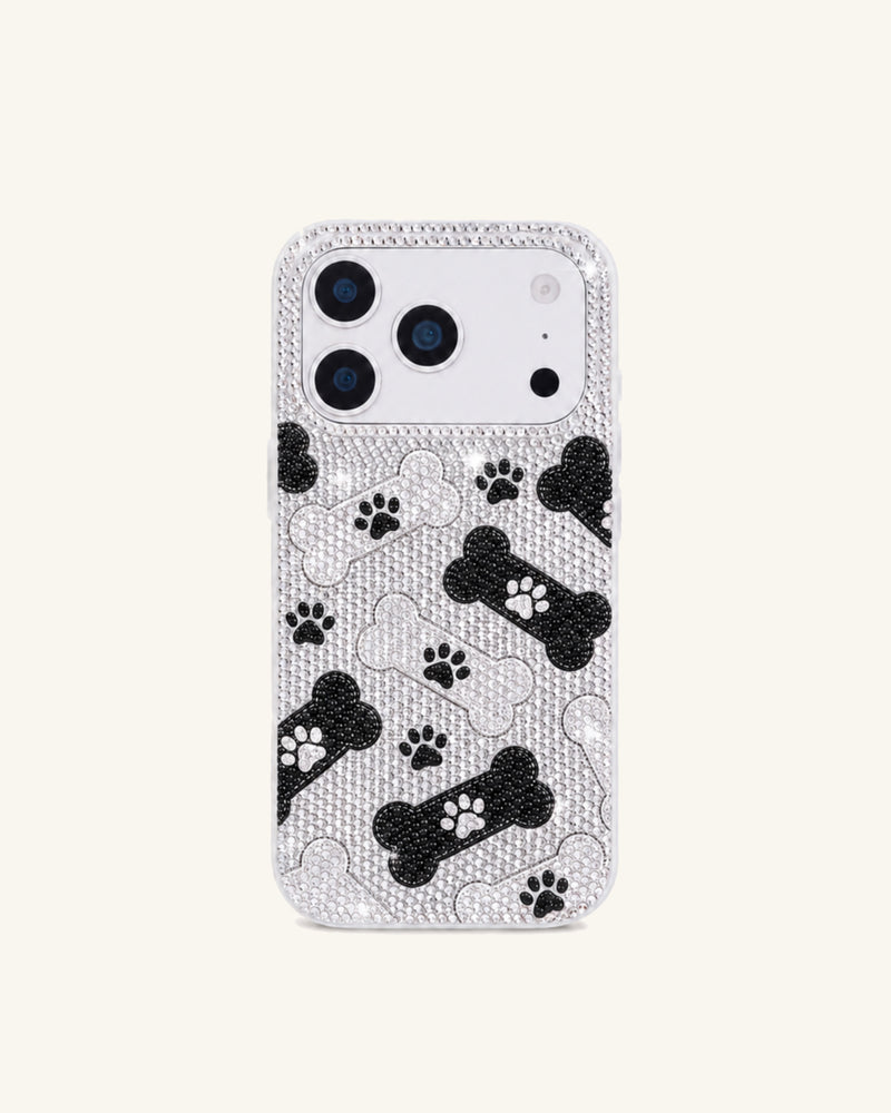 Paw & Bone Artificial Crystal Phone Case - White