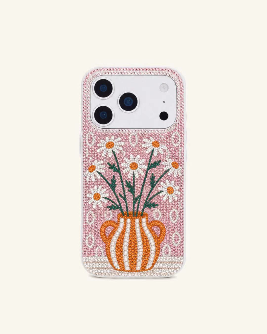 Daisy Vase Artificial Crystal Phone Case - Pink