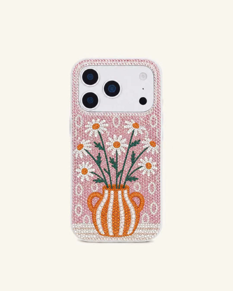 Daisy Vase Artificial Crystal Phone Case - Pink