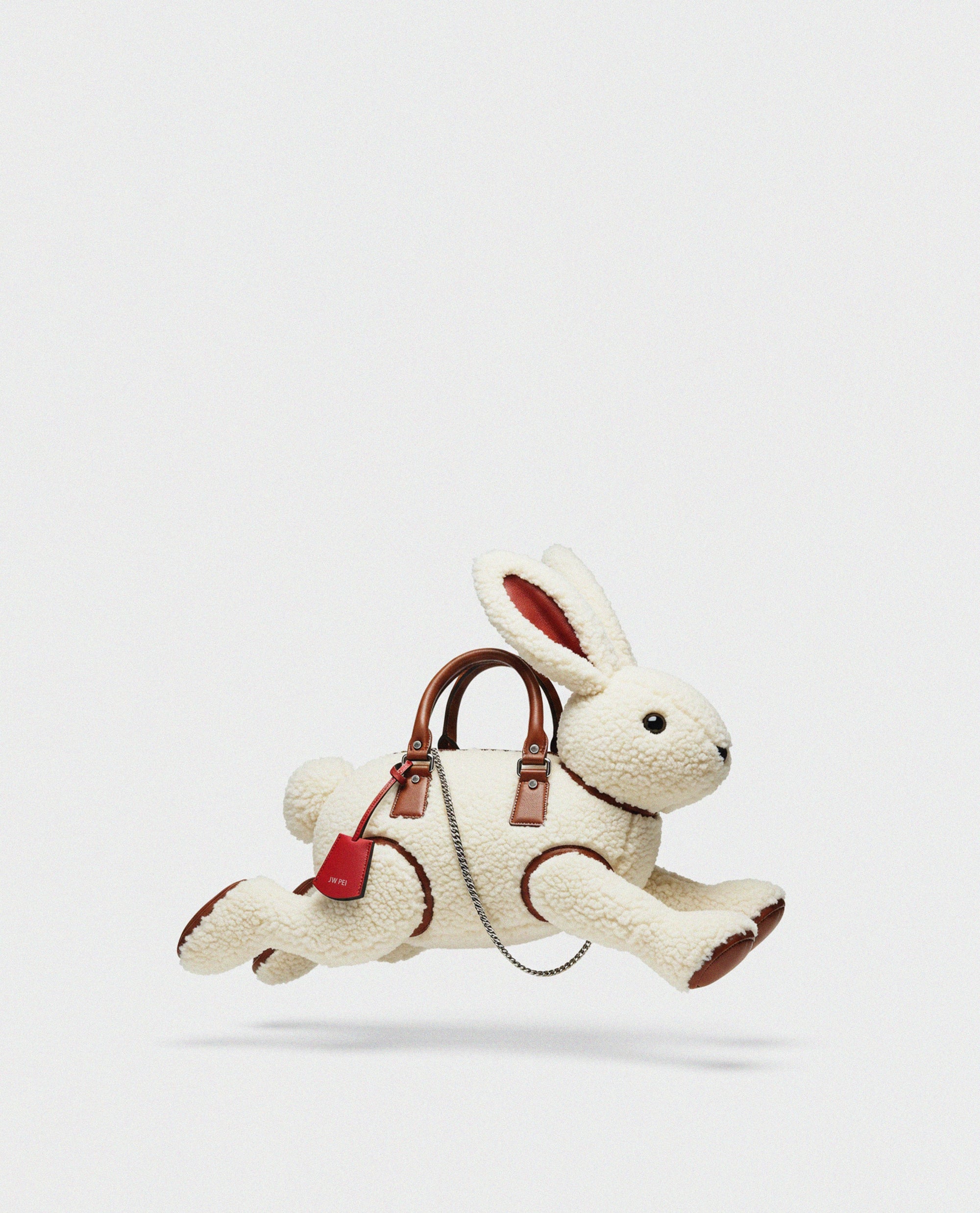 Bella Bunny Shearling Shaped Bag - White