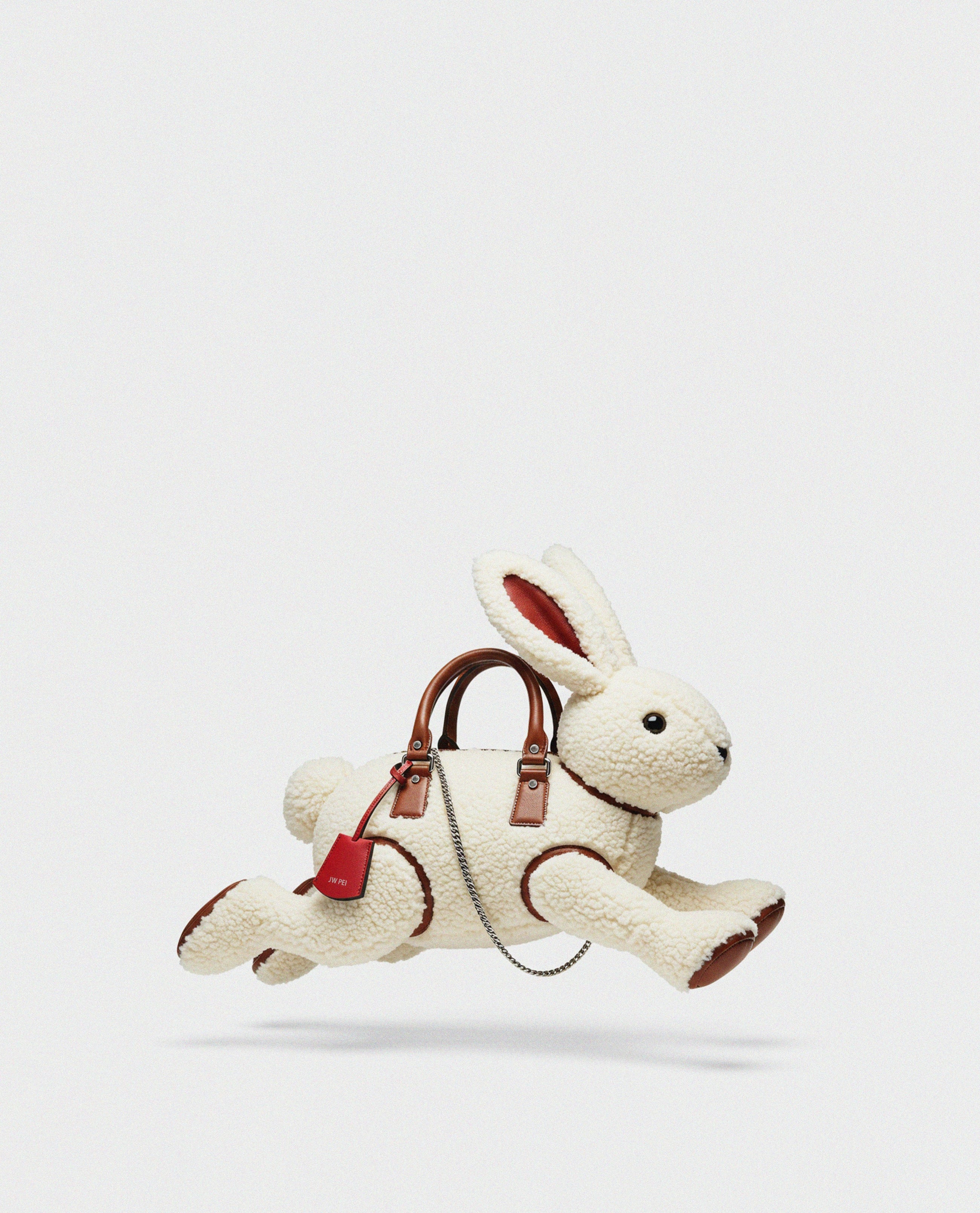 Bella Bunny Shearling Shaped Bag - White