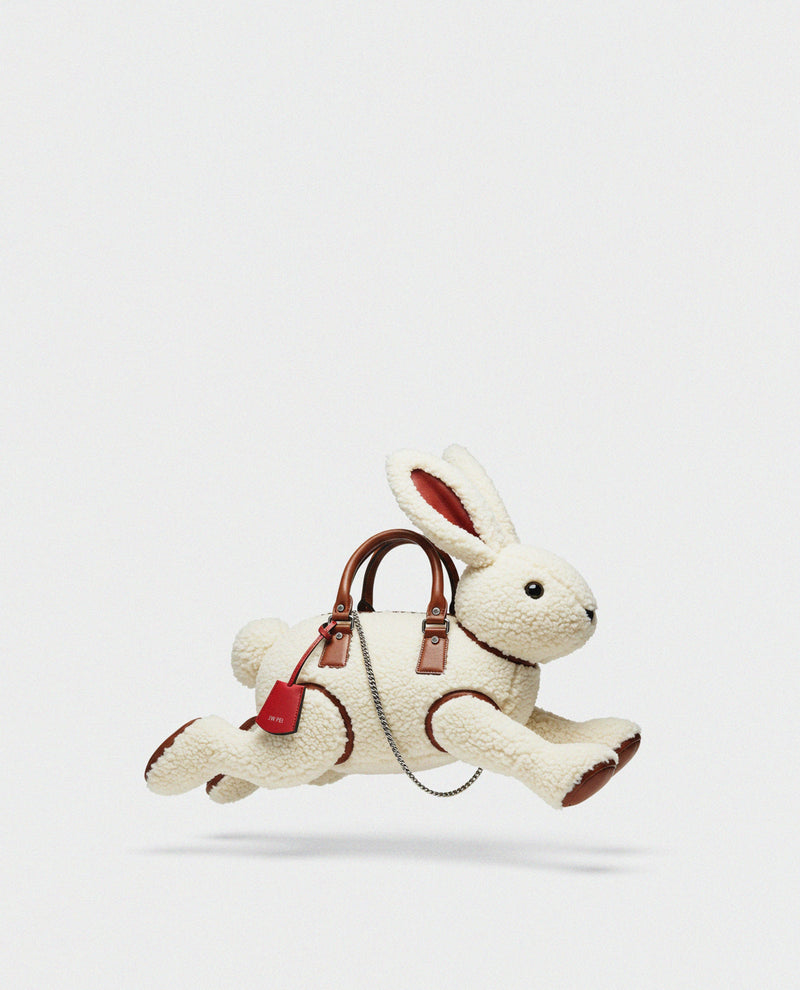 Bella Bunny Shearling Shaped Bag - White