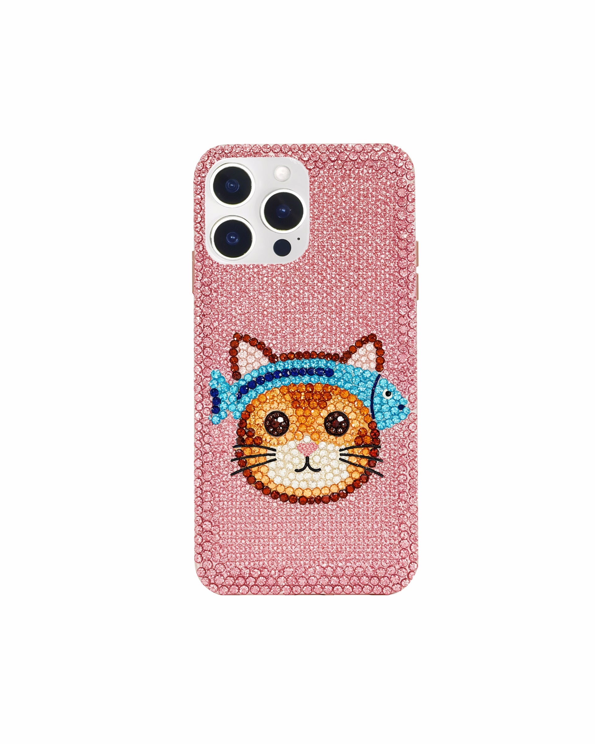 Cat Artificial Crystal Phone Case – Pink