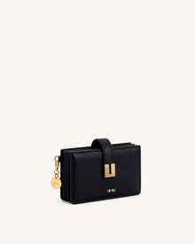 Hana Pebbled Multi-Compartment Card Holder – Black