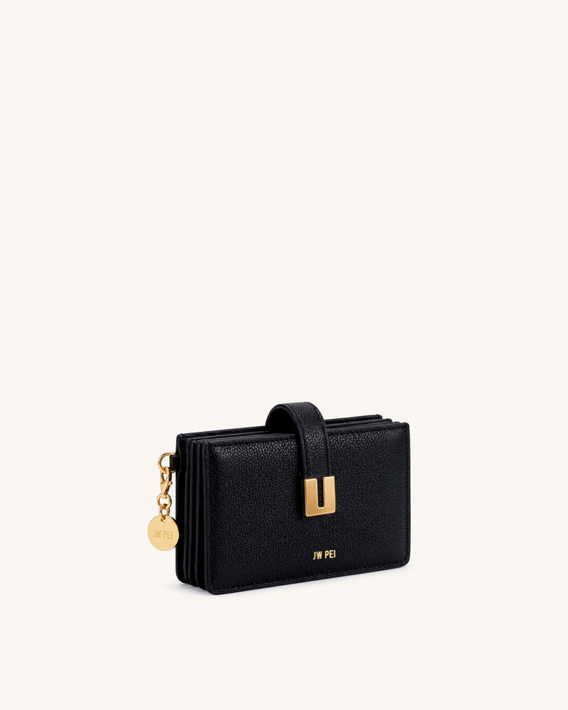 Hana Pebbled Multi-Compartment Card Holder – Black