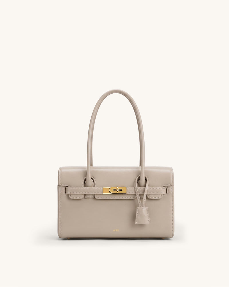 Yara Structured Flap Shoulder Bag - Taupe