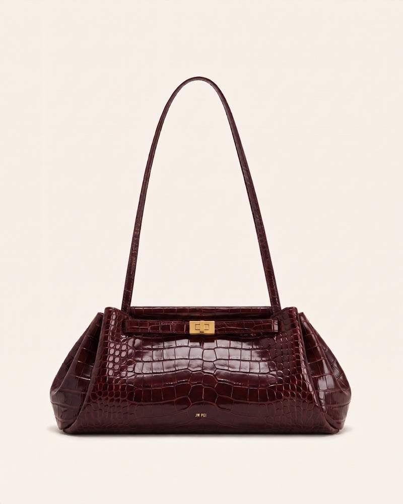 Keyla Long Handle Shoulder Bag – Burgundy Croc