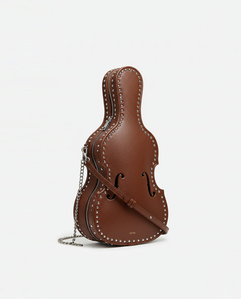 Violin Shaped Crossbody Bag - Brown