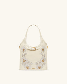 Brooke Mini Belted Embellished Orchid Beaded Top Handle Bag - Ivory