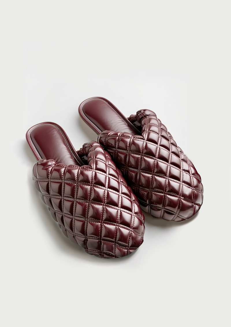 Ruby Quilted Mules – Red