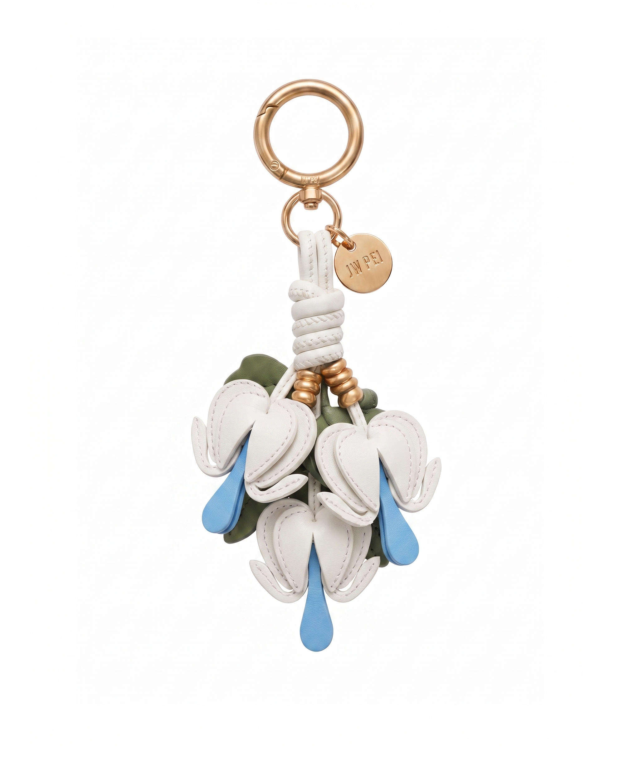 Bleeding Heart Floral Bag Charm - White