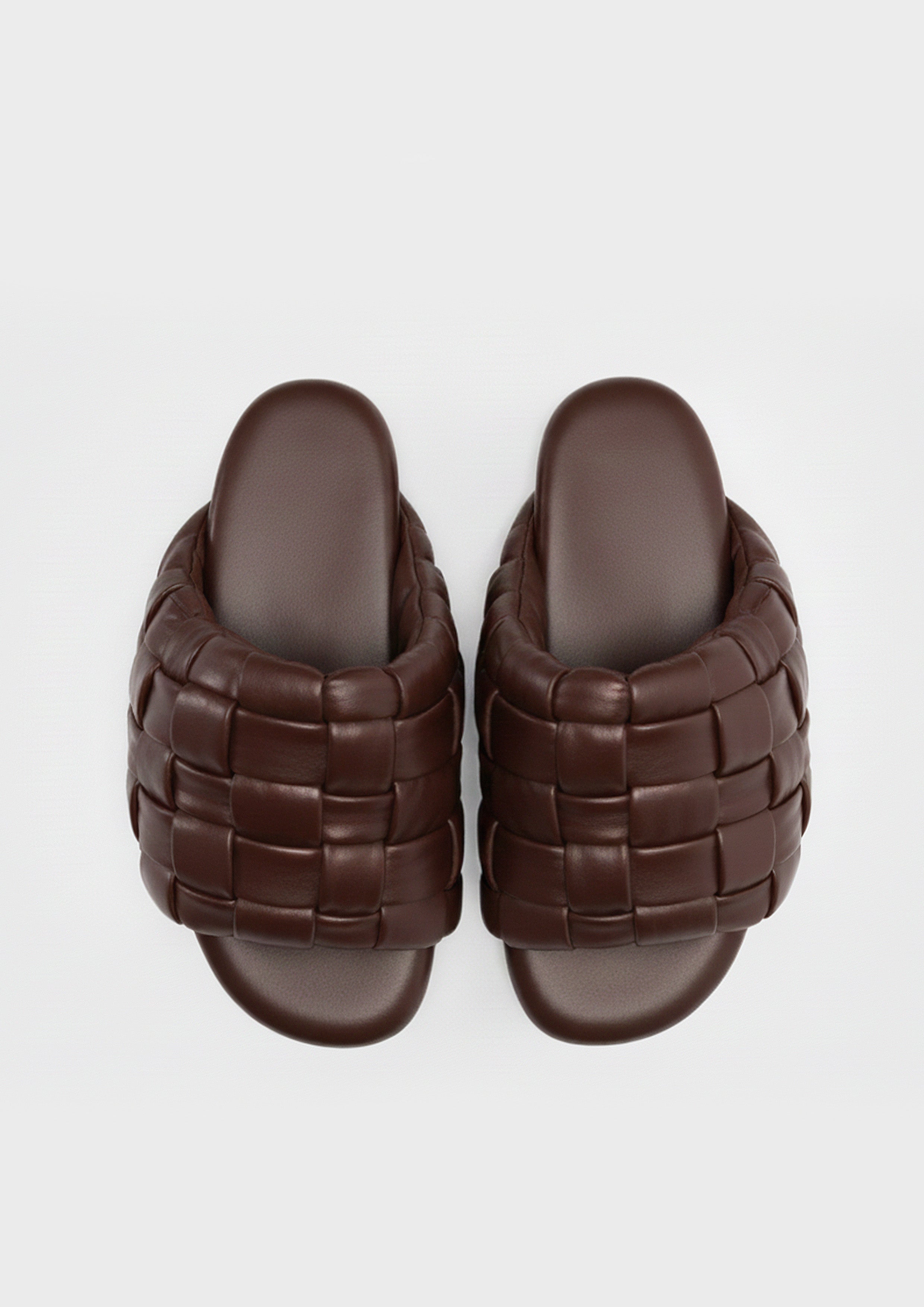 Maya Woven Slides – Brown