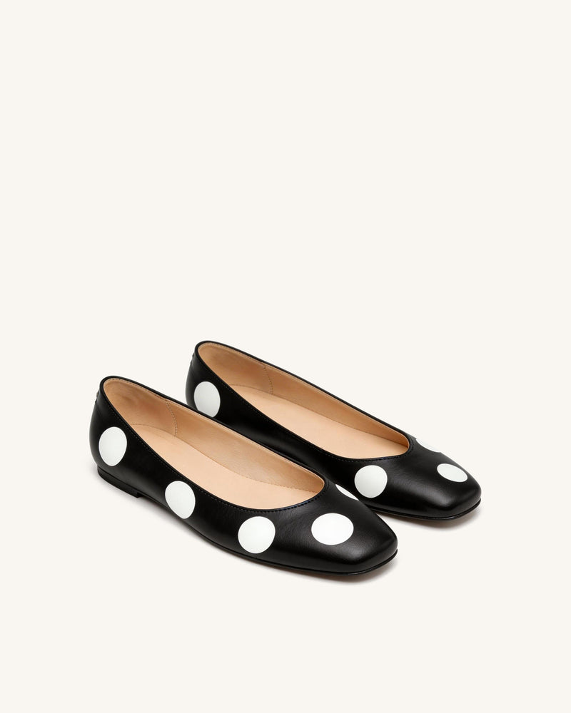 Molly Polka Dot Flats – Black