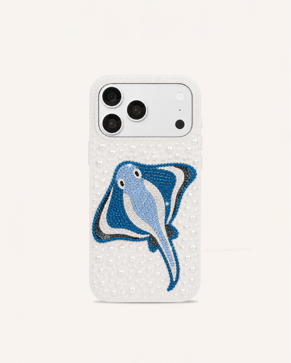 Manta Ray Pearl Artificial Crystal Phone Case – White