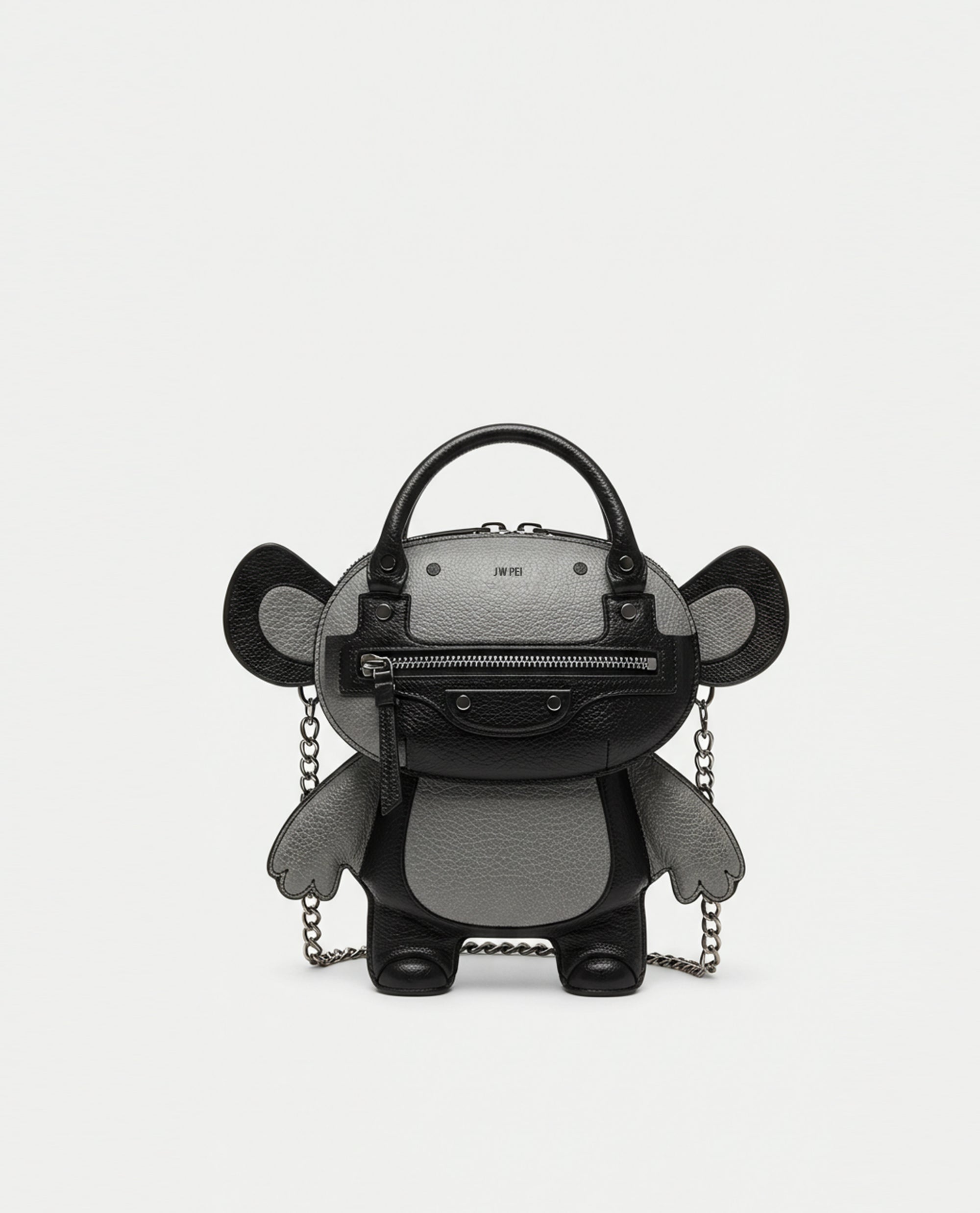 Riley Bear Chain Crossbody Bag - Grey