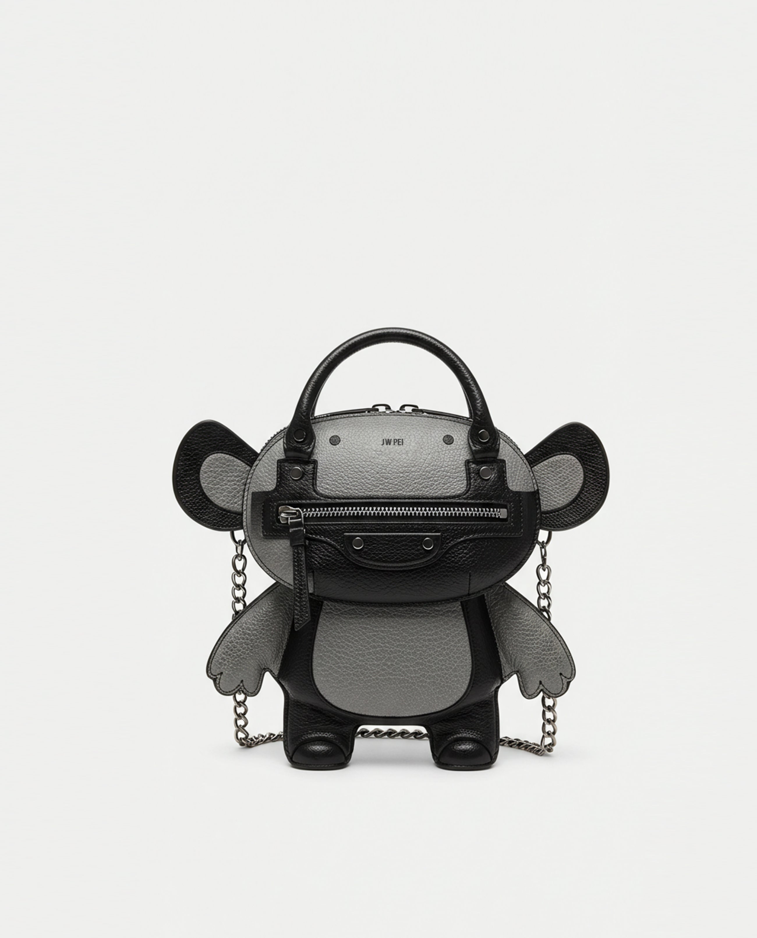Riley Bear Chain Crossbody Bag - Grey