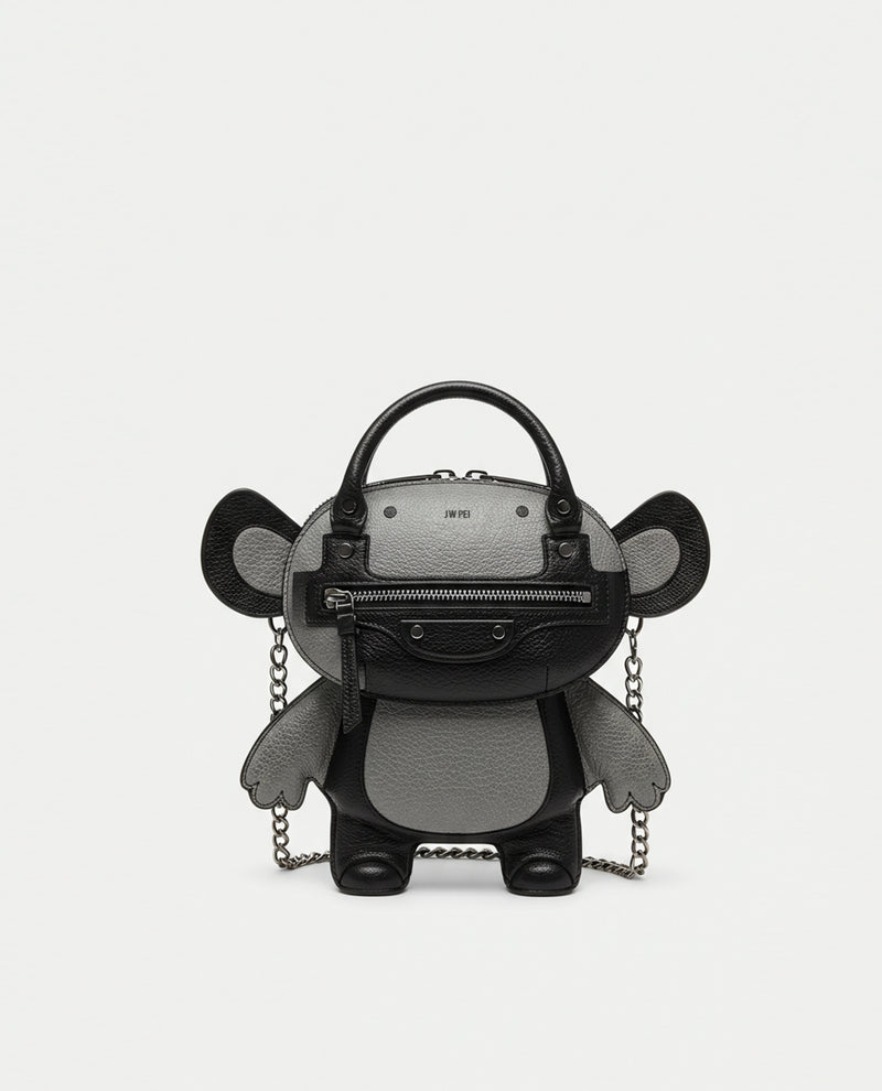 Riley Bear Chain Crossbody Bag - Grey