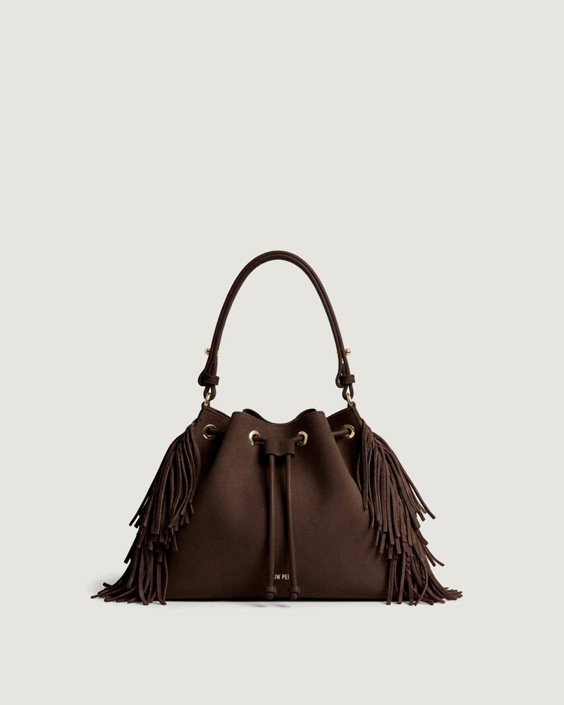 Mila Fringe Bucket Bag - Brown