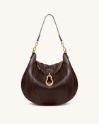 Daria Metal Pendant Embellished Shoulder Bag - Dark Brown