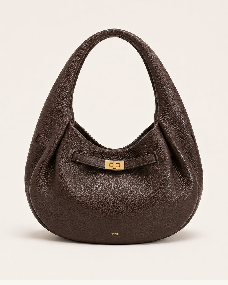 Keyla Pebbled Hobo Bag – Dark Brown