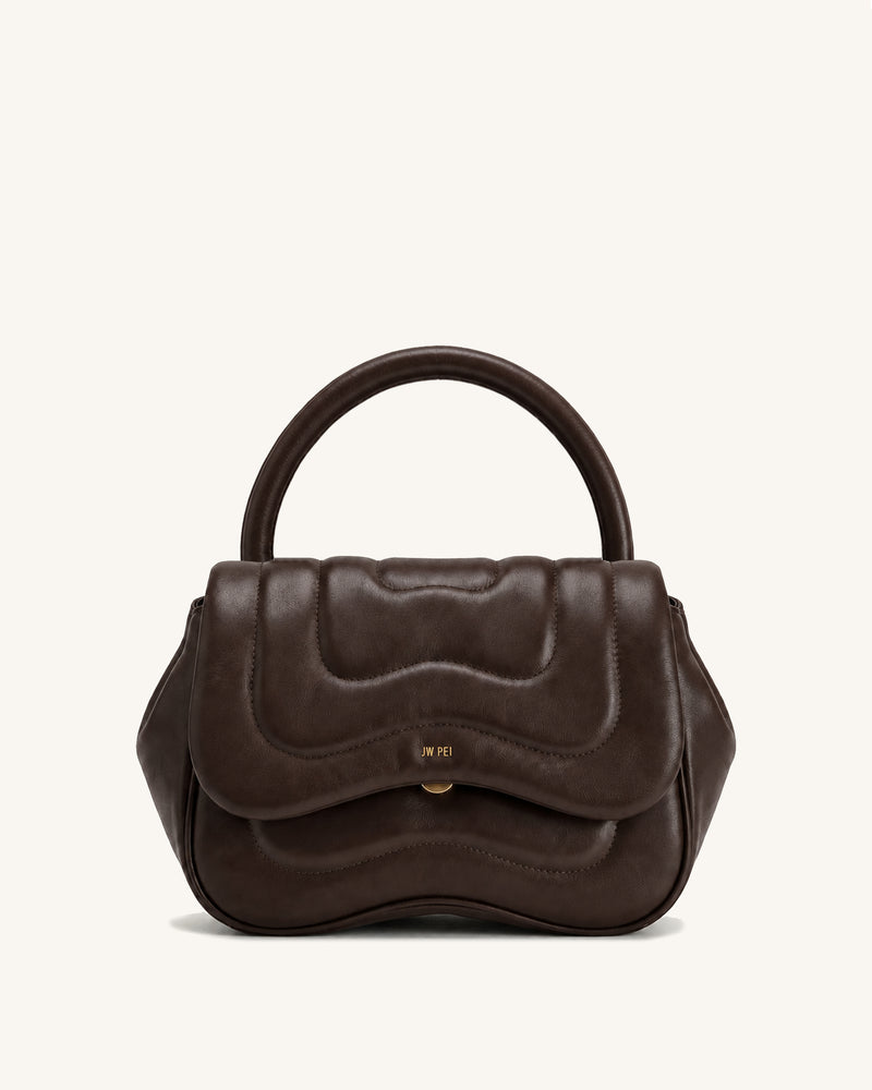 Tina Quilted Flap Top Handle Bag - Dark Brown