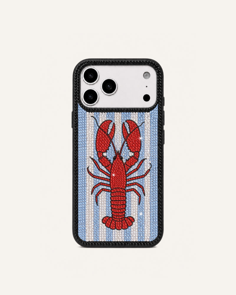 Lobster Stripe Artificial Crystal Phone Case - Black