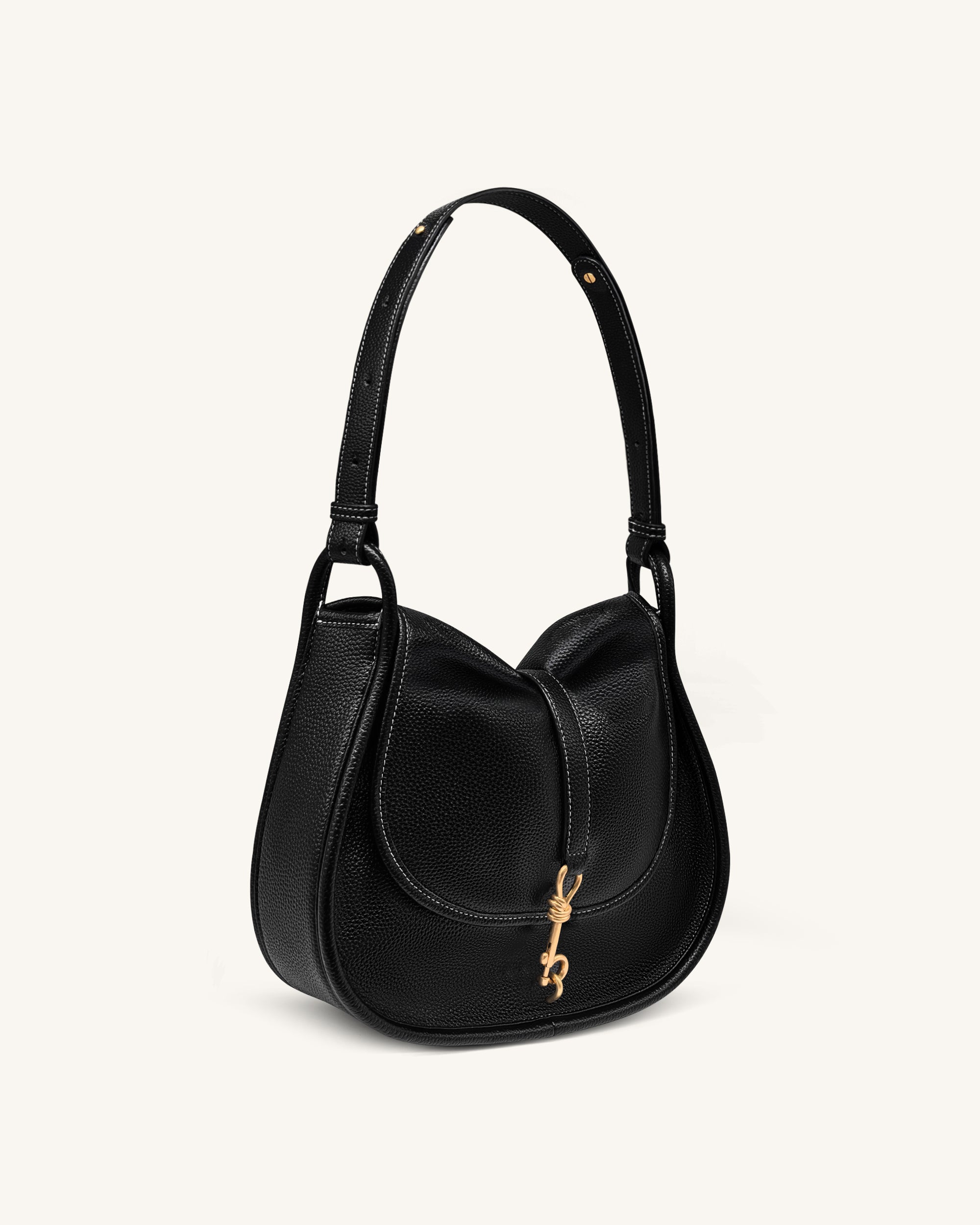 バッグ MINIMAL PU LEATHER HOBO BAG (BLACK) 3287 Arla Small Hobo Bag - Black Pebbled | JW PEI