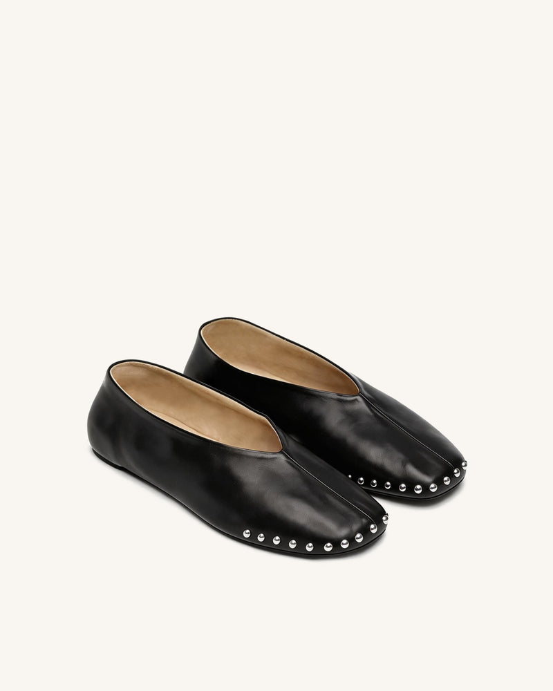 Lila Studded Flats – Black