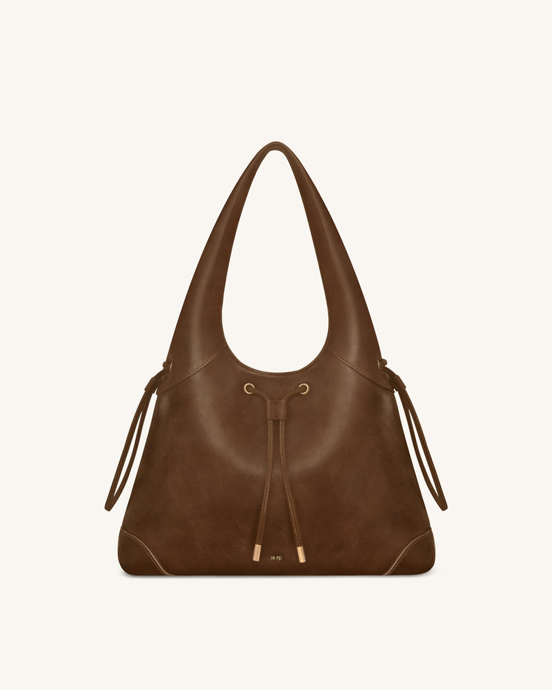 Elara Drawstring Hobo Bag - Brown
