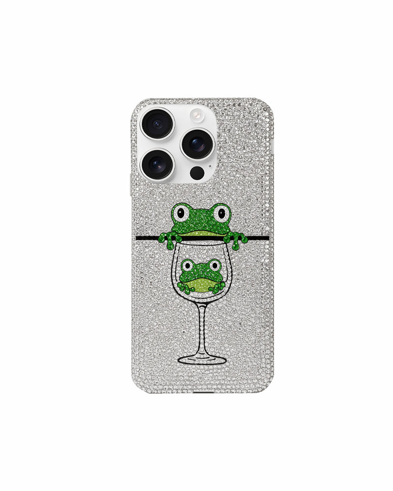 Frog Wine Glass Phone Case – White