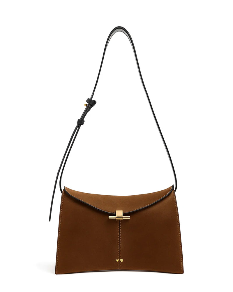 Mia Faux Suede Crossbody Bag - Brown