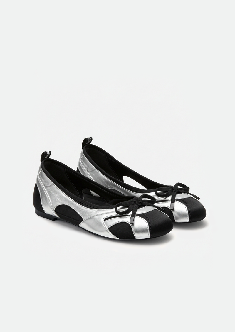 Celine Bow Ballet Flats – Silver