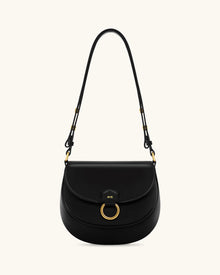 Diana Ring Flap Saddle Bag - Black