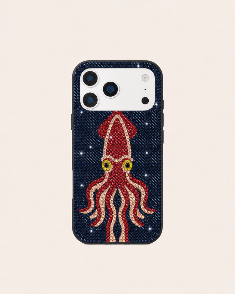 Red Squid Artificial Crystal Phone Case - Navy