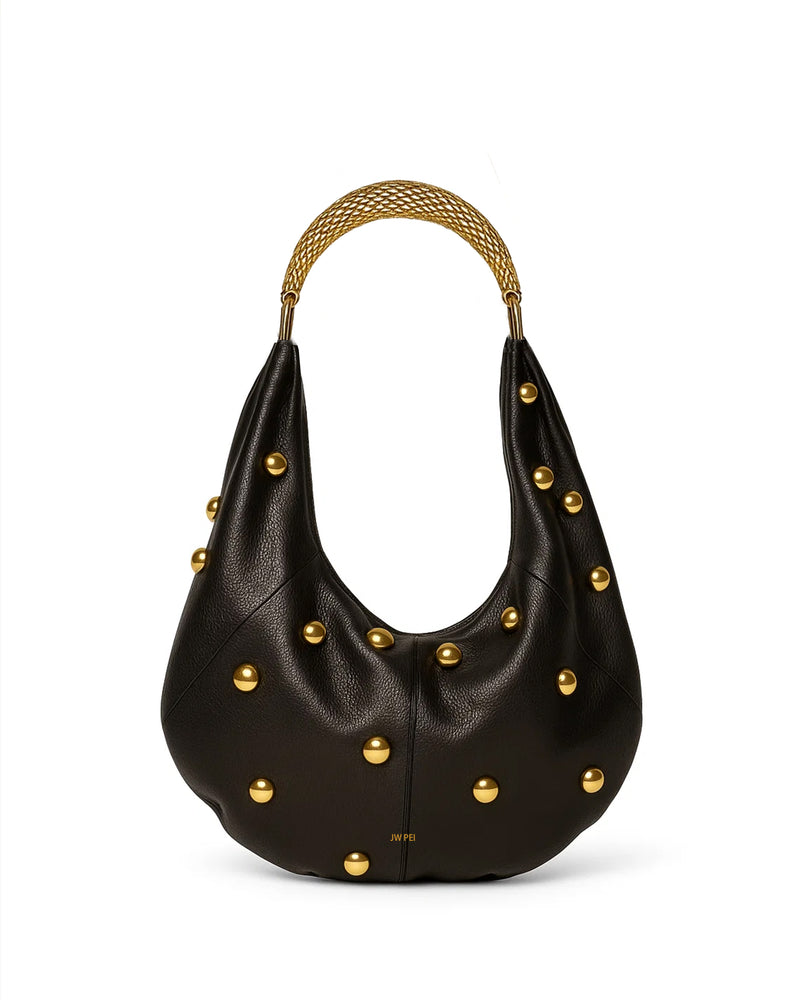 Harper Studded Chain Shoulder Bag - Black