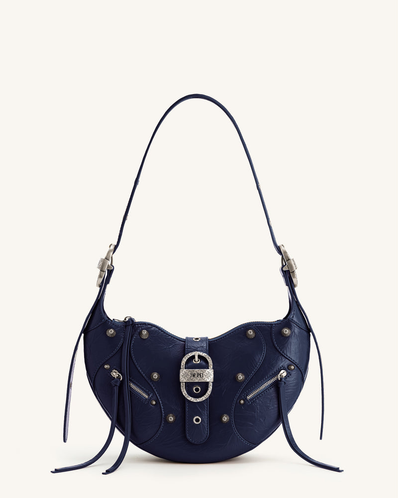 Tessa Studded Shoulder Bag - Navy Blue