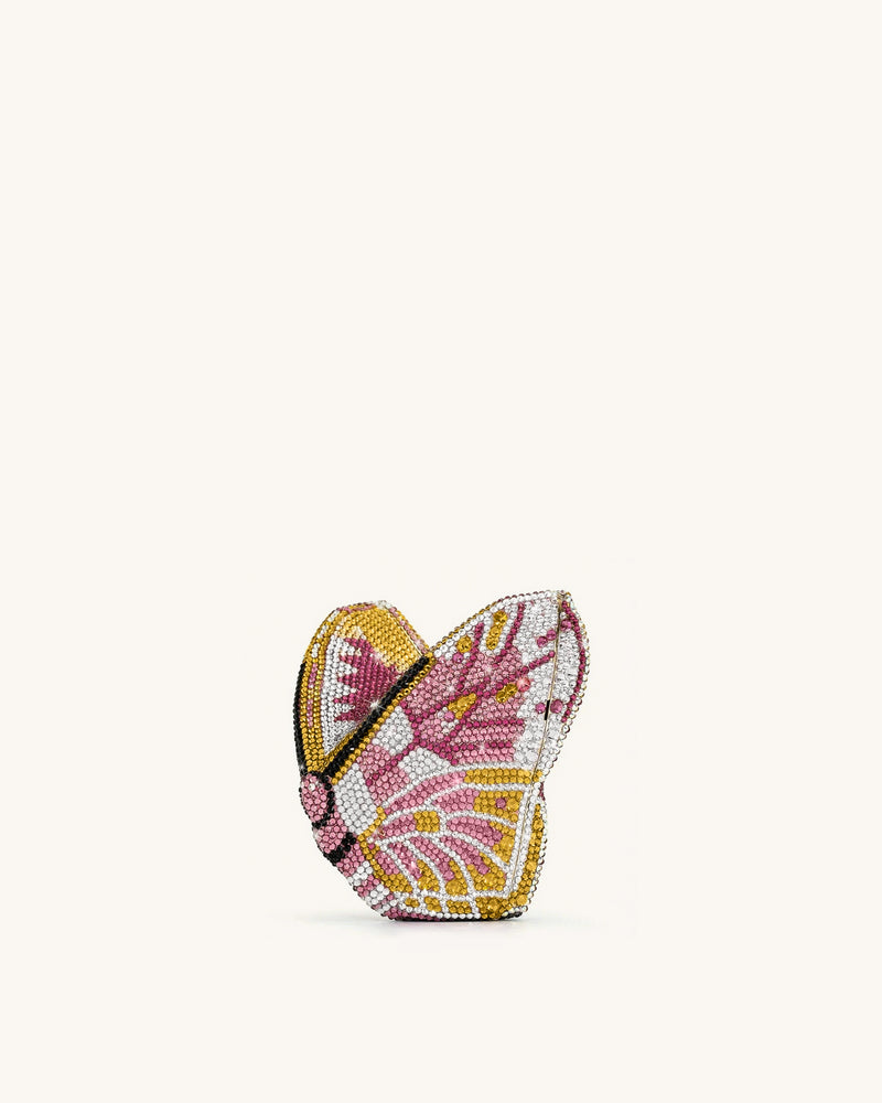 Paisley Crystal Butterfly Clutch - Blush